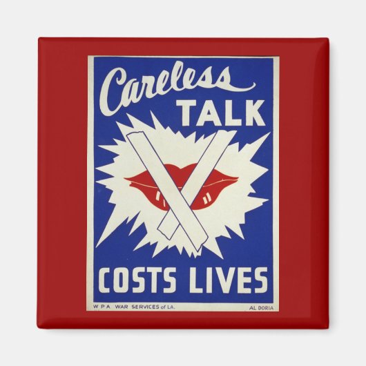 不用意なトークヴィンテージ戦争ポスター磁石 マグネット (正面)