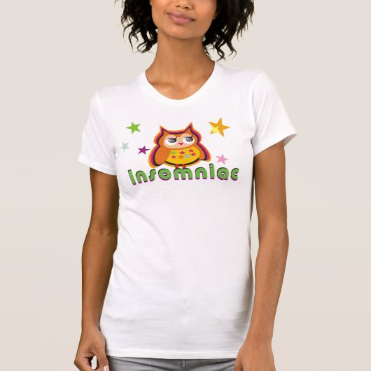 不眠症のフクロウの女性Tシャツ Tシャツ (正面)
