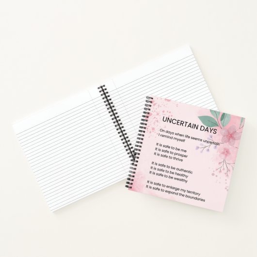 不確かな日 – 希望の勇気勇気付けられる詩 ノートブック (内部)