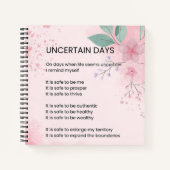 不確かな日 – 希望の勇気勇気付けられる詩 ノートブック (正面)