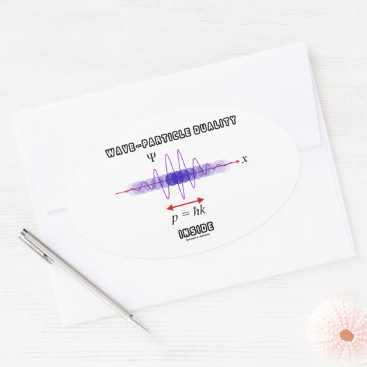 不確定性原理の内部における波粒子の二重性 楕円形シール (封筒)