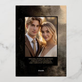 不穏なロマンチックなゴシックテンプレート ダークウェディング 箔招待状 (裏面)