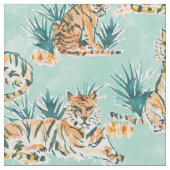 不精なトラの水彩画猫 ファブリック (クローズアップ)