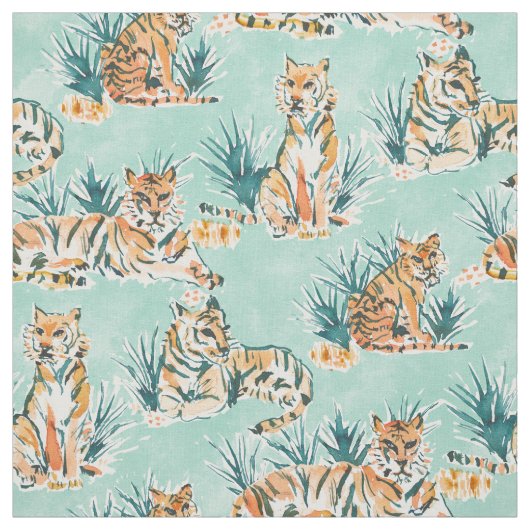 不精なトラの水彩画猫 ファブリック (見本)