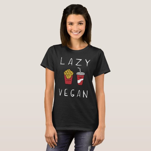不精なビーガンのおもしろいな菜食主義の写実的なTシャツ Tシャツ (正面フル)