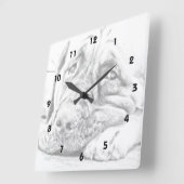 不精なマスティフ スクエア壁時計 (傾斜)