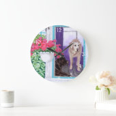 不精な午後のラブラドールの絵を描くこと ラージ壁時計 (ホーム)