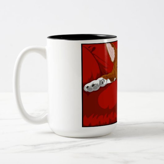 不精な英国のブルテリア犬の品種イラストレーション ツートーンマグカップ (左)
