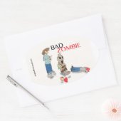 不良ゾンビステッカー 楕円形シール (封筒)