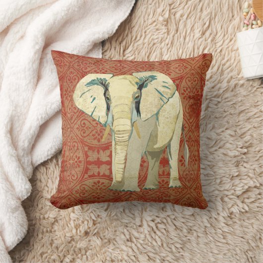 不要品のこはく色のダマスク織の枕 クッション (ブランケット)