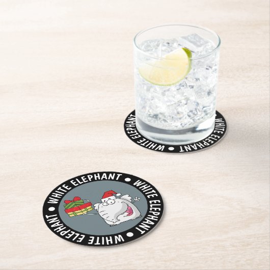 不要品のサンタの帽子のギフトの漫画 ラウンドペーパーコースター (インサイチュ)