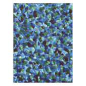 不規則で無秩序なモザイク模様の青いオーバーレイ テーブルクロス (正面)