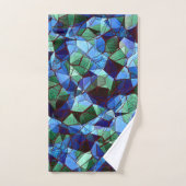 不規則で無秩序なモザイク模様の青いオーバーレイ バスタオルセット (ハンドタオル)