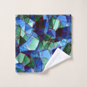 不規則で無秩序なモザイク模様の青いオーバーレイ バスタオルセット (ウォッシュタオル)