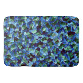 不規則で無秩序なモザイク模様の青いオーバーレイ バスマット (正面)