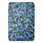 不規則で無秩序なモザイク模様の青いオーバーレイ バスマット (正面縦)