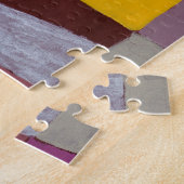 不規則なグリッド：紫 – 黄絵画色抽象芸術 ジグソーパズル (側面)