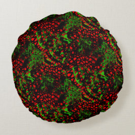 不規則なミステリアスなモザイクのフラクタルは緑に住んで… ラウンドクッション