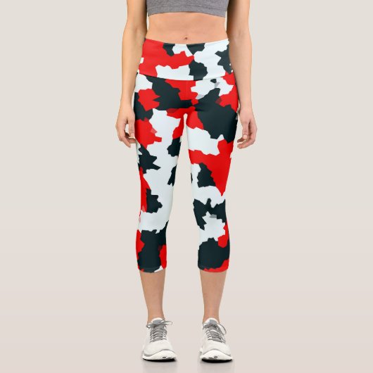 不規則な幾何学的抽象芸術モザイクカモフラージュ カプリレギンス (正面)