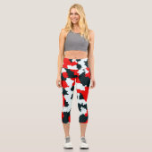 不規則な幾何学的抽象芸術モザイクカモフラージュ カプリレギンス (正面)