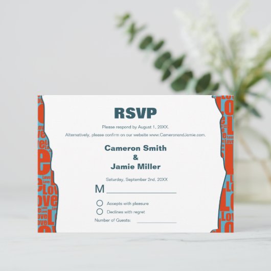 不規則な愛縁ど出席ダイエット音楽RSVP 出欠カード (スタンド正面)