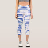 不規則な水色のシンプル線 – 青 カプリレギンス (正面)