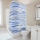 不規則な水色のシンプル線 – 青 シャワーカーテン (インサイチュ)
