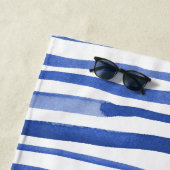 不規則な水色のシンプル線 – 青 ビーチタオル (インサイチュ)