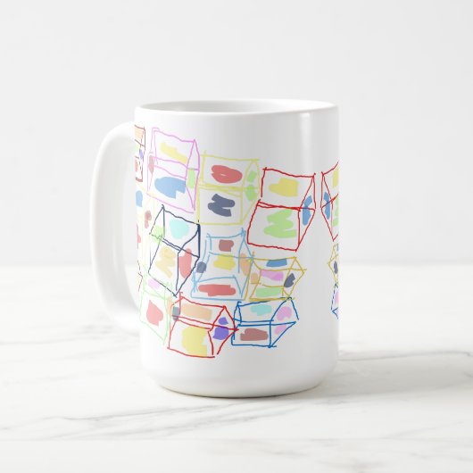 不規則な積み重ねボックス(抽象芸術) コーヒーマグカップ (正面左)