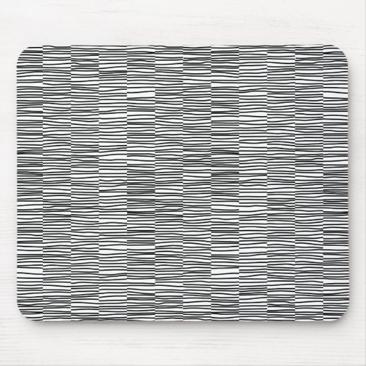 不規則な線 – 黒（白） マウスパッド (正面)