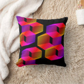不規則な色の六角形（黒い背景） クッション (ブランケット)