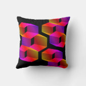 不規則な色の六角形（黒い背景） クッション (裏面)