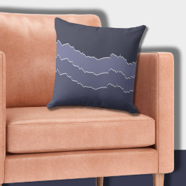 不規則な裂け目クールの灰色のストライプの青 クッション