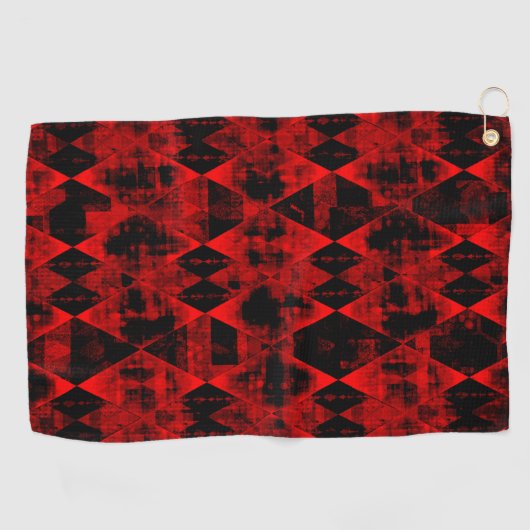 不規則な赤と黒のダイヤ疑問に思ン ゴルフタオル (横)