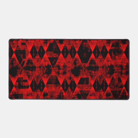 不規則な赤と黒のダイヤ疑問に思ン デスクマット (正面)