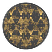 不規則な金ゴールドとブラックダイヤモンド アイスホッケーパック (正面)