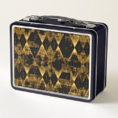 不規則な金ゴールドとブラックダイヤモンド メタルランチボックス (裏面)