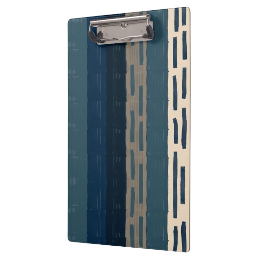 不規則な青と中性のストライプと微妙なチェック クリップボード (左)