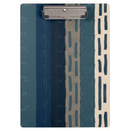 不規則な青と中性のストライプと微妙なチェック クリップボード