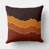 不規則に引き裂かれた暖かいオレンジと黒のストライプ クッション (裏面)