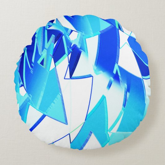 不規則に澄んねじれた青い画像 ラウンドクッション (正面)