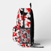 不規則抽象芸術パターン赤白黒デザイン プリントバックパック (右)