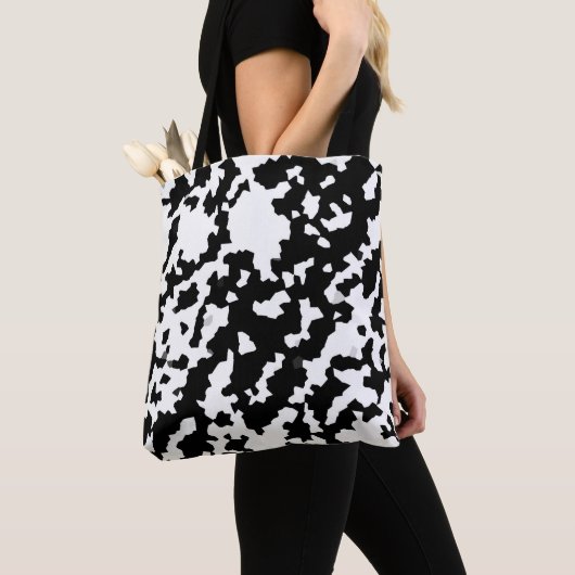 不規則抽象芸術モザイク白黒迷彩柄 トートバッグ (クローズアップ)