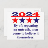 不誠実を繰り返すことで – 政治引用文 ポストカード (正面/裏面)