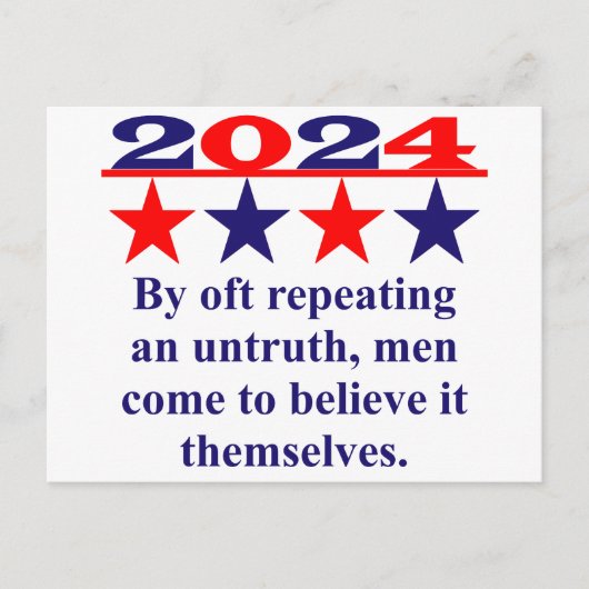 不誠実を繰り返すことで – 政治引用文 ポストカード (正面)