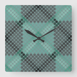 不透明で緑の円またはボール、正方形を形成 スクエア壁時計
