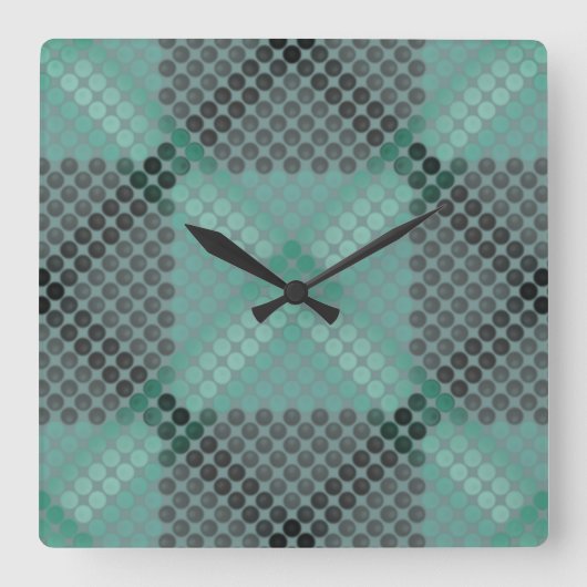 不透明で緑の円またはボール、正方形を形成 スクエア壁時計 (正面)