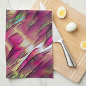 不透明とクロムグリーンとブルゴーニュの斑点の混合 キッチンタオル (四つ折り)