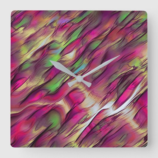 不透明とクロムグリーンとブルゴーニュの斑点の混合 スクエア壁時計 (正面)