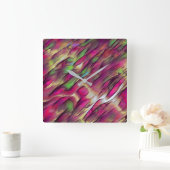 不透明とクロムグリーンとブルゴーニュの斑点の混合 スクエア壁時計 (ホーム)